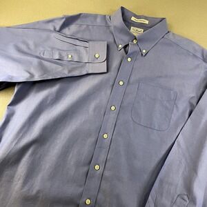 LLBean Wrinkle Resistant Button Down Shirt‎ Men Blue Long Sleeve Size 17 36